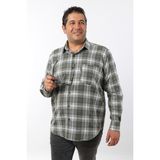 Büyük Beden Haki Ekose Gabardin Erkek Gömlek (BTL-7114-TSS) - 8XL