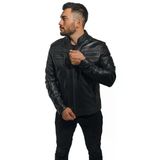 Büyük Beden Hakiki Deri Erkek Ceket Siyah Spor Kesim Dik Yaka Bright Siyah M