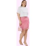 Büyük Beden Kadın Çiçekli Mini Etek Mesh Kumaş Günlük Stil Hafta Sonu Yaz Aylarının Vazgeçilmezi - Pembe - XL