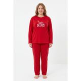 Büyük Beden Kadın Mevsimlik Sweet Dreams Pijama Takımı Kırmızı,4XL