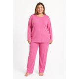 Büyük Beden Kaşkorse Mevsimlik Pijama Takımı | Uzun Kollu, Nervürlü Kumaş, Rahat Kesim, Kadın Pijama, Esnek Yapı