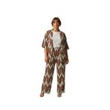 Büyük Beden Kimono Hırkalı 2’li Takım – Bürümcük Kumaş Oversize Şık Set-Kahverengi-2XL