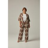 Büyük Beden Kimono Hırkalı 2’li Takım – Bürümcük Kumaş Oversize Şık Set-Kahverengi-3XL