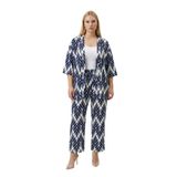 Büyük Beden Kimono Hırkalı 2’li Takım – Bürümcük Kumaş Oversize Şık Set-Lacivert-2XL