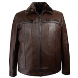 Büyük Beden Kürklü Hakiki Deri Mont (Kahverengi, 3XL)
