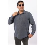 Büyük Beden Lacivert-Gri Yünlü Flanel Erkek Gömlek (BTL-7103-TSS) - 7XL - Lacıvert - Gri