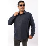 Büyük Beden Lacivert-Haki Yünlü Flanel Erkek Gömlek (BTL-7101-TSS) - 8XL - Lacivert - Haki