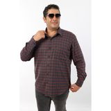 Büyük Beden Lacivert-Kiremit Ekose Yünlü Flanel Erkek Gömlek (BTL-7108-TSS) - 7XL - Lacivert - Kiremit