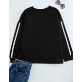 Büyük Beden Oversize Bisiklet Yaka Düşük Kol Uzun Şerit Geniş Kalıp İnce Örme Sweatshirt