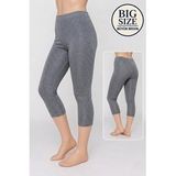 Büyük Beden Pamuklu Kadın Tayt Yüksek Bel Kapri Rahat Esnek Toparlayıcı - Plus Size Capri Leggings - 5060