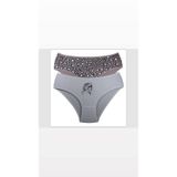Büyük Beden Pamuklu Külot Leopar Desenli Ve Kız Figürlü 2'Li Paket Hipster Yüksel Bel KAHVE 2XL