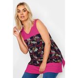 Büyük Beden Sıfır Kol V Yaka Desenli Likralı Bluz 303349 - Pembe - 44