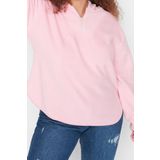 Büyük Beden Tarz Oversize Kapüşonlu Düşük Kol Regular Kalın Polar Örme Sweatshirt