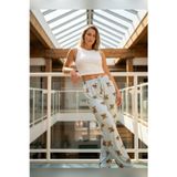 Büyük Beden Tek Alt Pijama Yumuşak Milan Kumaş İpli Bel Mavi Ayıcık Baskılı Sevimli Loungewear Panto