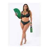 Büyük Beden Telli Kapsız Ayarlanabilir Askılı Yüksek Bel Simli Desenli Kadın Bikini Takımı Siyah 52