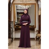 Büyük Beden Tül Efsane Abiye - Mor - 56