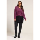 Büyük Beden V Yaka Uzun Kollu Peluş Sweatshirt 285053 - Mor - 58 - 60
