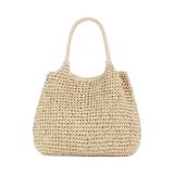 Büyük Bej Hasır Çanta (Plaj Çantası/tote Bag/alışveriş Çantası) - 101-Bej