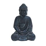 Büyük Beyaz Yıkanmış Siyah Kil Buda Heykeli Masa Dekoru, 8" x 12"