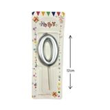 Büyük Boy 0 Rakam Gümüş Mum 12Cm