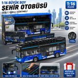 Büyük Boy 1:16 Ölçek Şehir Otobüsü Sesli Işıklı Sürtmeli Oyuncak City Bus