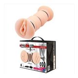 Büyük Boy 19 CM Çift Taraflı Titreşimli Realistik Suni Vajina Mastürbatör