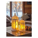 Büyük Boy 2'li Ramazan Feneri Seti, Tealight LED Hediyeli, Ev ve Ofis Dekoru