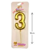 Büyük Boy 3 Rakam Gold Mum 12Cm