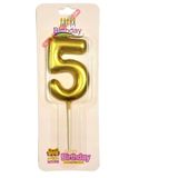 Büyük Boy 5 Rakam Gold Mum 12Cm