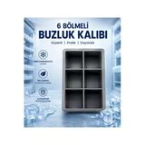 Büyük Boy 6'Lı Silikon Küp Buz Kalıbı – Dev Buz Küpleri İçin Esnek Ve Dayanıklı Buz Yapma Kalıbı – İçecek, Kokteyl Ve Viski Buzu F�