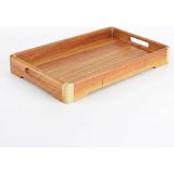 Büyük Boy Akasya Ahşap Sunum Tepsisi (40X28 Cm) - Doğal Ahşap Çay, Kahve ve Kahvaltı Tepsisi, - Çok Renkli