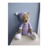Büyük Boy Amigurumi Ayıcık - Kadife İp Uyku Arkadaşı - Pijamalı ve Şapkalı Örgü Oyuncak Ayı