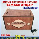 BÜYÜK BOY BAHŞİŞ KUTUSU AHŞAP İŞLEMELİ TİP BOX ANAHTARLI,KİLİTLİ