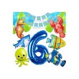Büyük Boy Balonlu Okyanus Hayvanları 6 Yaş Doğum Günü Balon Set Deniz Canlıları Balon Set