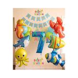 Büyük Boy Balonlu Okyanus Hayvanları 7 Yaş Doğum Günü Balon Set Deniz Canlıları Balon Set