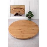 Büyük Boy Bambu Döner Standlı Pizza Sunum Servis Tabağı 34 CM