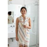 Büyük Boy Banyo Havlusu %100 Pamuk Unisex Çizgili Banyo & Vücut Havlusu Duş Havlusu Hızlı Kuruyan - Beyaz - 100 × 180 cm
