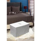 Büyük Boy Baskı Detaylı Gri Çizgili Hurç 74 x 46 x 46 cm - Beyaz