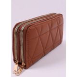 Büyük Boy Bozuk Para Bölmeli 3 Fermurlı 8 Kart Bölmeli Kadın Cüzdan 20X12CM - Kahve - Taba