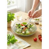 Büyük Boy Cam Salata Kasesi - Çizgili Salata Tabağı 30 Cm