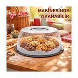 Büyük Boy, Geçmeli Kilitli, Kapaklı ve Kulplu Yaş Pasta, Kek Taşıyıcı, Yuvarlak, Bpa Içermeyen Kek Fanusu, Börek, Çörek Saklama Kabı,, Turta, Kurabiye Taşıma Kutusu (Lacivert) - 0 Siyah - Option-1