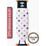 Büyük Boy Ipli Keçeli Ütü Masası Kılıfı 55X140CM, Stoperli, Şık ve Kullanışlı - Ahşap - Bej - Siyah - Seçenek 1