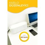 Büyük Boy Kablo Düzenleyici Organizer, Pratik ve Şık Çözüm - Ahşap - Bej - Siyah - Seçenek 1