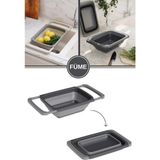 Büyük Boy Katlanır Lavabo Süzgeci, Silikon Akordiyon Meyve Sebze Ayarlanır Süzgeç 6,3 Litre - Antrasit - Gri - Renk