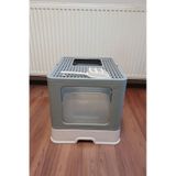 Büyük Boy Kırılmaz Kapalı Çekmeceli Kedi Tuvaleti Kedi Kumu Küreği Hediyeli Pet Bakım 38x38x49 cok-renkli