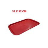 Büyük Boy Kırmızı Plastik Servis Tepsisi Kırılmaz Lokanta Büfe Fast Food Kullanım ( 53 X37 Cm)