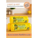 Büyük Boy Limon Kokulu Büzgülü 65X70 Cm Çöp Poşeti Torbası 3 Paket - 30 Adet