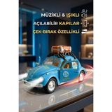 Büyük Boy Metal Çek Bırak Vosvos Oyuncak Araba - Sesli Işıklı Kapıları Açılan Nostaljik Model