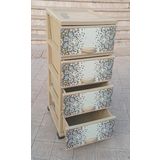 Büyük Boy Modern Mozaik Desen 4 Çekmeceli Tekerlekli Komidin Yükseklik 93cm 43x38 Demonte Dolap Raf