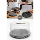 Büyük Boy Pasta Kek Muffin Saklama Taşıma Kabı; Çift Taraf Tabanlı Kilitli Kek Fanusu 34X16cm